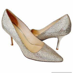 Cole Haan Silver Glitter Pointed Toe High Heel Pumps Size 8
